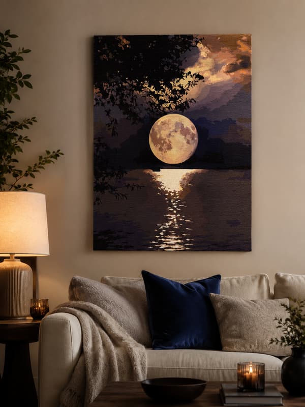 Målning med siffror med ram Fullmåne 40x50 cm