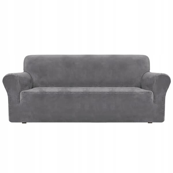 Överdrag för 3-sits hörnsoffa velour elastisk TESS grå