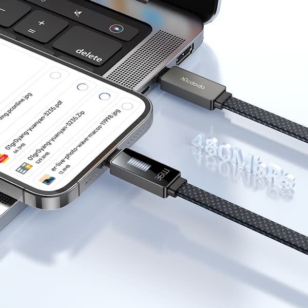 MCDODO Laddkabel USB-C Blixtsnabb Laddning för iPhone 1M LED