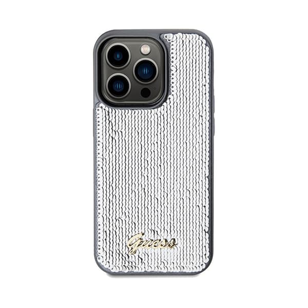 Guess Sequin Script Metal - iPhone 14 Pro-skal (Silver)
