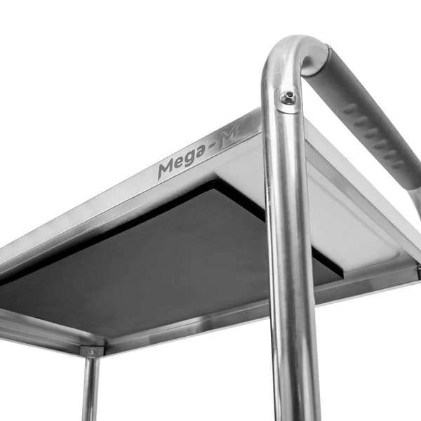 Rustfri stål 2-hylde Mega-M STANDARD serveringsvogn B-85 cm D-45 cm H-90 cm N