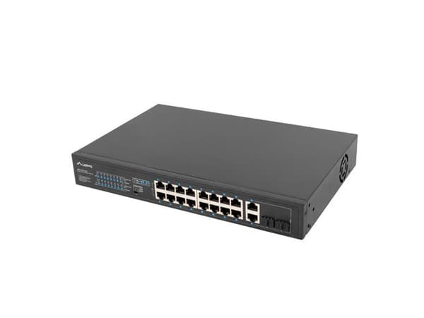 Switch Lanberg 19" 16x 100MB PoE, 2x Kombination