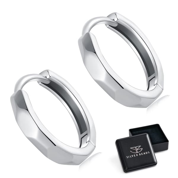 Geometriska silverörhängen med ringar, spännen i 925 silver
