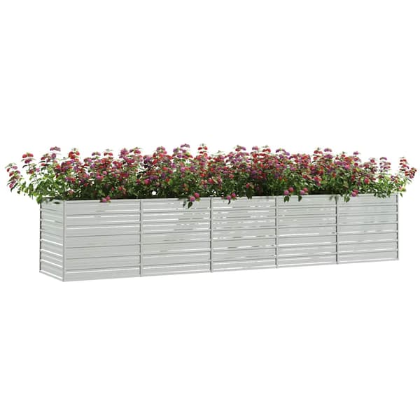 vidaXL Upphöjd blomlåda 400x80x77 cm galvaniserat stål