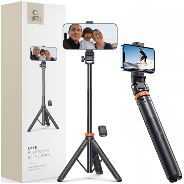 TECH-PROTECT L03S BLUETOOTH SELFIE STICK STATIV SORT