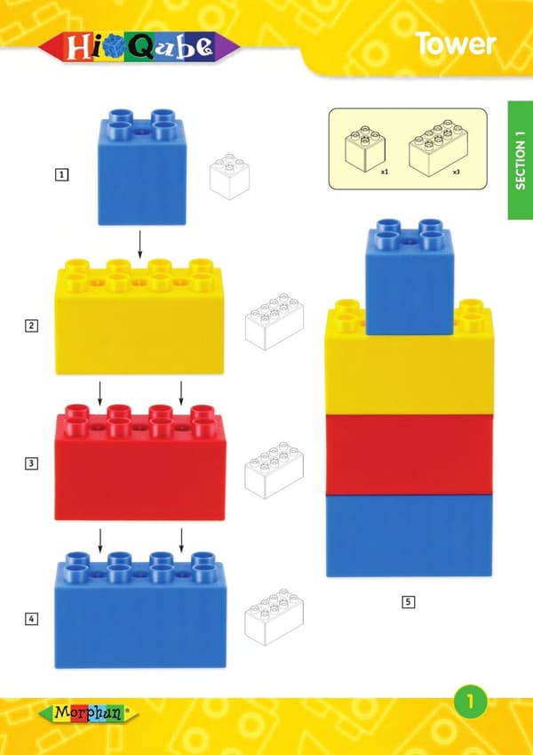 Instruktioner för Morphun Hi-Qube-block 36 sidor.