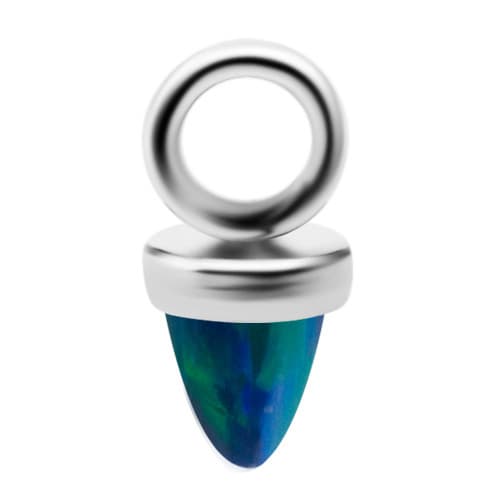 Titanberlock med grön opal - Silver - D-058