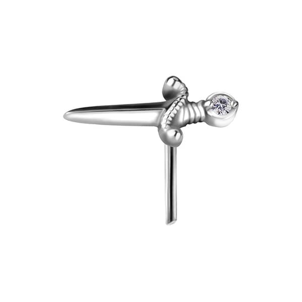 Insticksmutter - dolk med vita zirkoner - CoCr NF - silver - PI-013