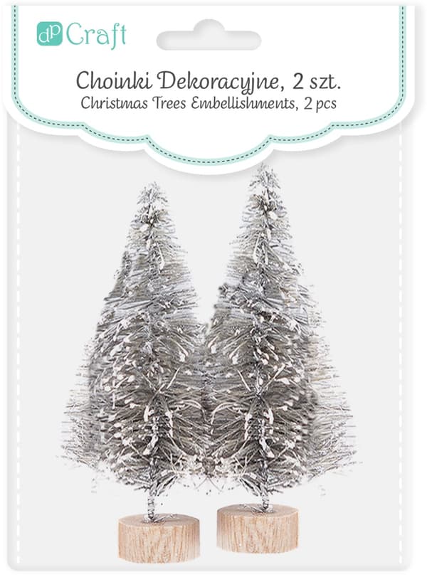 Dekorativa silverjulgranar 8 cm 2 st.