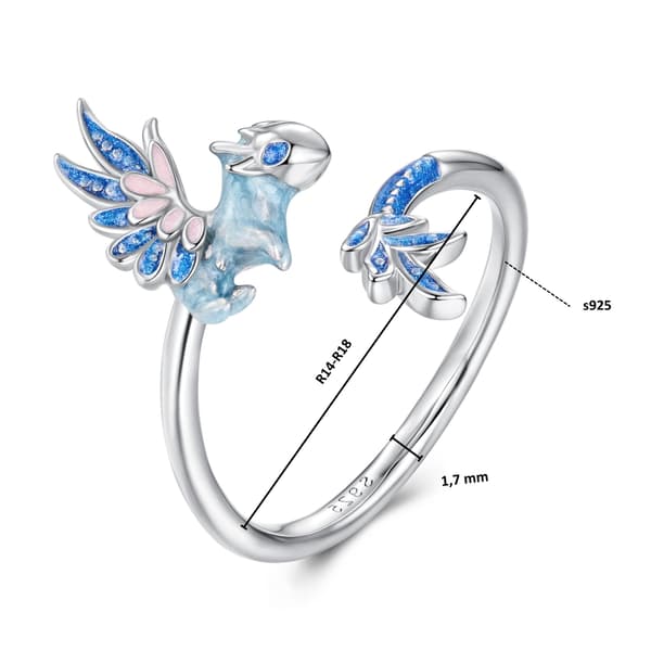 Silver justerbar ring liten kristall drake silver 925
