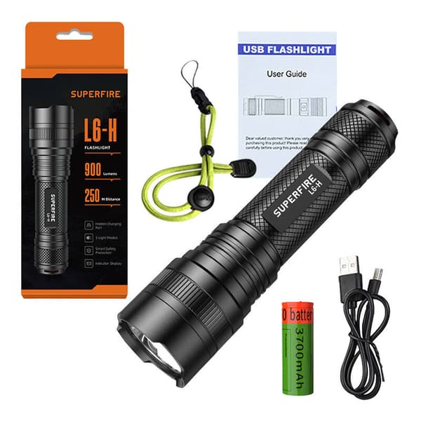 Superfire L6-H -taskulamppu, 750 lumenia, USB-C