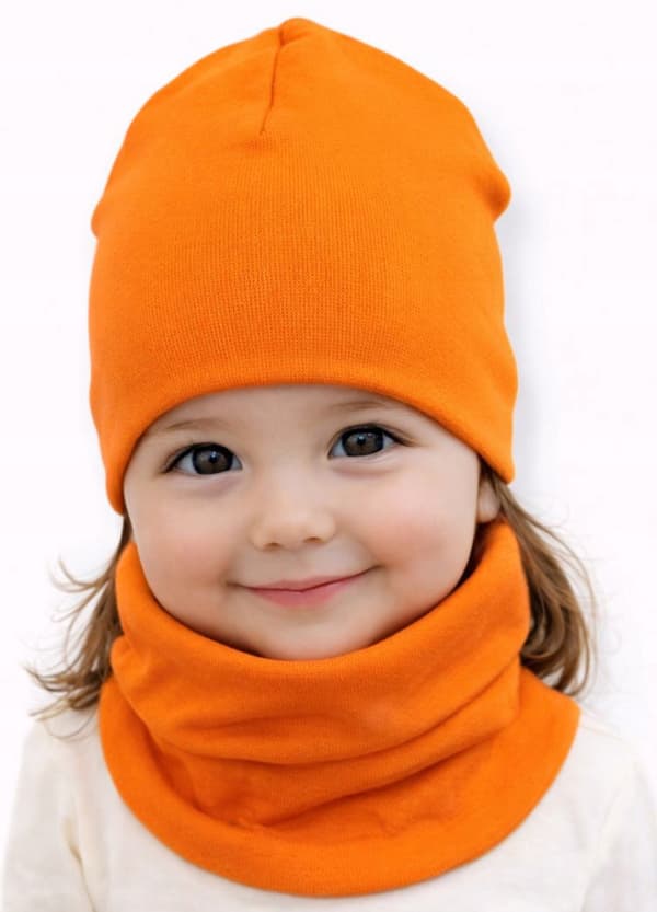 Set MÖSSA + HALSDUK 74-80-86 babyset 40/44 VÅRORANGE