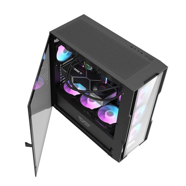 Darkflash DK431 Glas Computerkabinet (Sort) + 4 RGB Blæsere