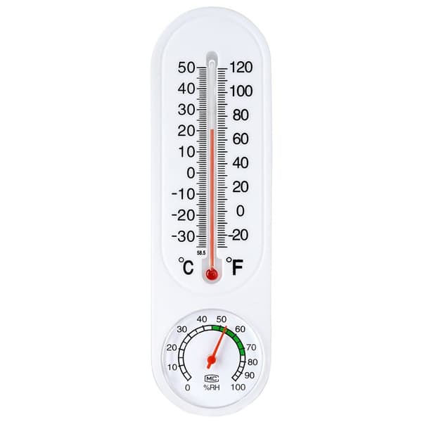 Termometer med hygrometer hvid 22 cm