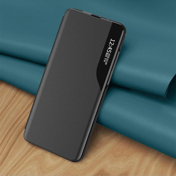 Eco Leather View Case elegant flipfodral med stativfunktion för Samsung Galaxy A73 blå