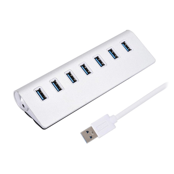 7-port USB 3.0 aluminium hubb 1x7 förgrenare