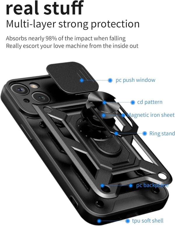 ETUI TIL APPLE IPHONE 14 PLUS SORT FORSTÆRKET MED STATIV A2886