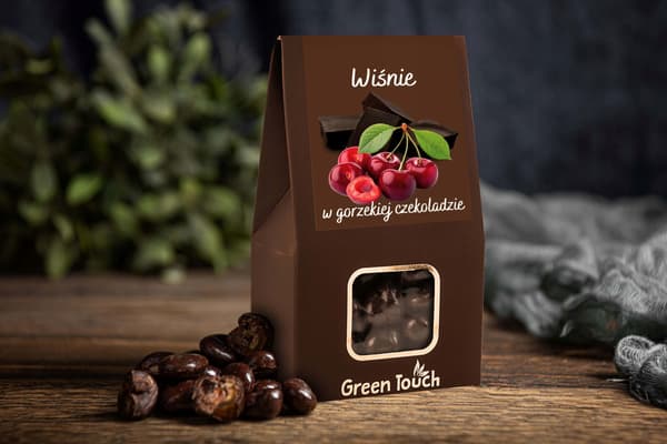 Kirsebær i bitter chokolade 100g Green Touch