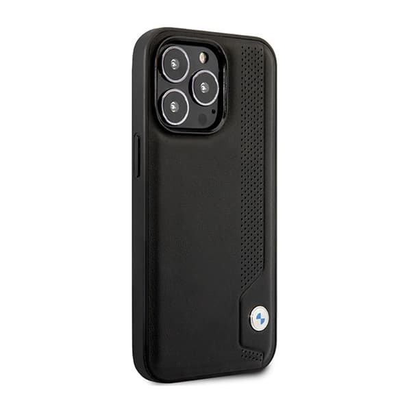 BMW Läder Blå Prickar - iPhone 14 Pro Skal (Svart)