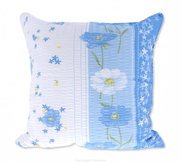 Bark pudebetræk 40x40 hvid blå vilde blomster