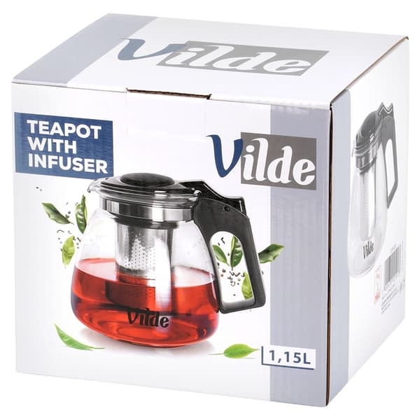 Varmebestandig glaskande med teinfuser 1,15 liter