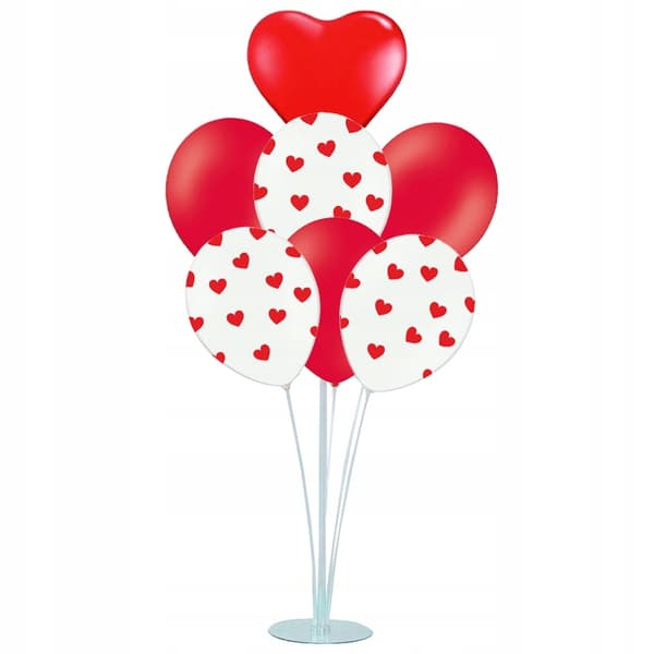 Ballonstativ og 7 Valentinsdags-balloner