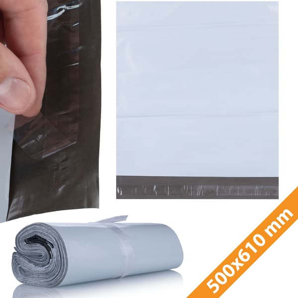 Hvide poly-mailers 500x610mm 100 stk.