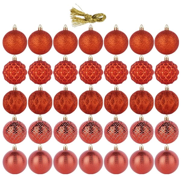 Obrytbara röda julgranbollar 6 cm 35 st