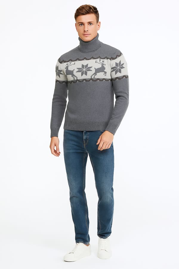Herre blå V-hals sweater Recea XL