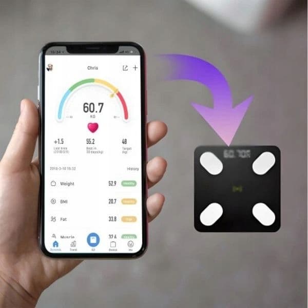 ANALYTISK BADRUMSVÅG SMART BLUETOOTH-APPLIKATION SVART