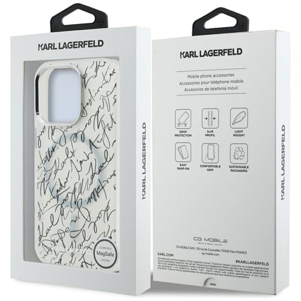 Karl Lagerfeld IML Karl Script Pattern MagSafe - iPhone 16 Pro Max-skal (vitt)
