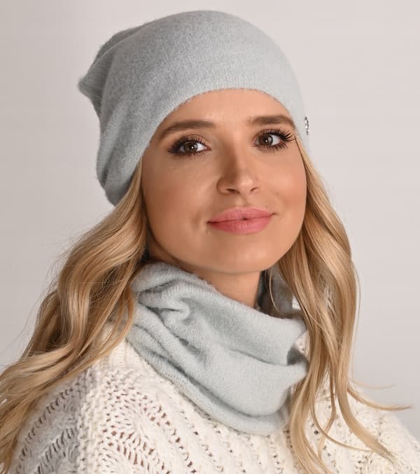 Alpacka lysegrå damset alpakkatube-hue AL1