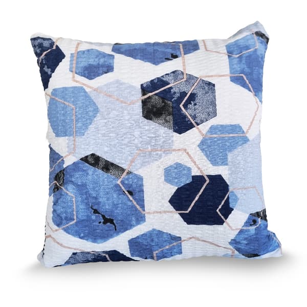Kuddfodral i kora 40x40 marinblå och vit geometrisk