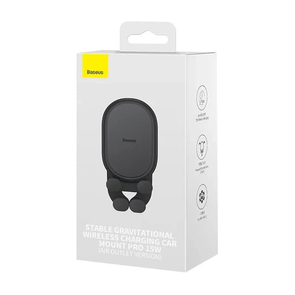 Baseus gravity-beslag til gitter med 15W induktiv oplader (sort)