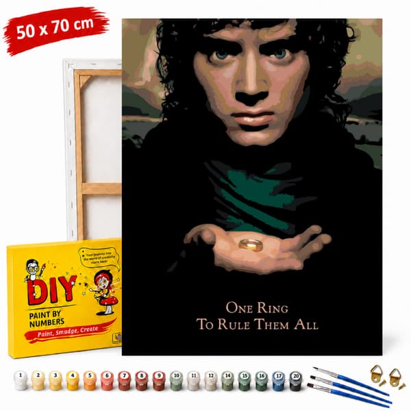 Mal efter nummer billede med ramme Frodo med ringen 50x70 cm