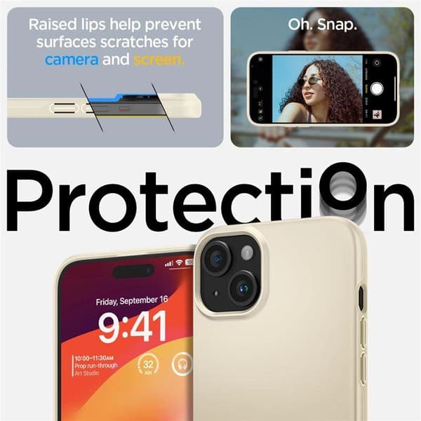 Spigen Tunt Passformsskal till iPhone 15 Plus – Beige