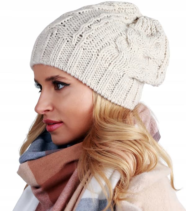 Beige damhatt med tjock väv - A4