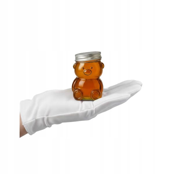 Bamseglas 80ml 4 stk. Dekorative glaskrukker til gaver, honning, slik