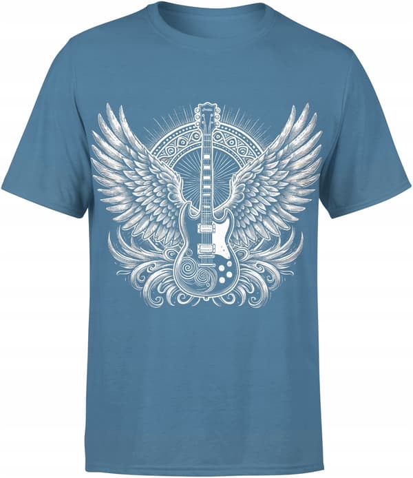 HERRROCKGITARRT-T-SHIRT MED VINGAR EN GÅVA TILL EN METALGITARIST