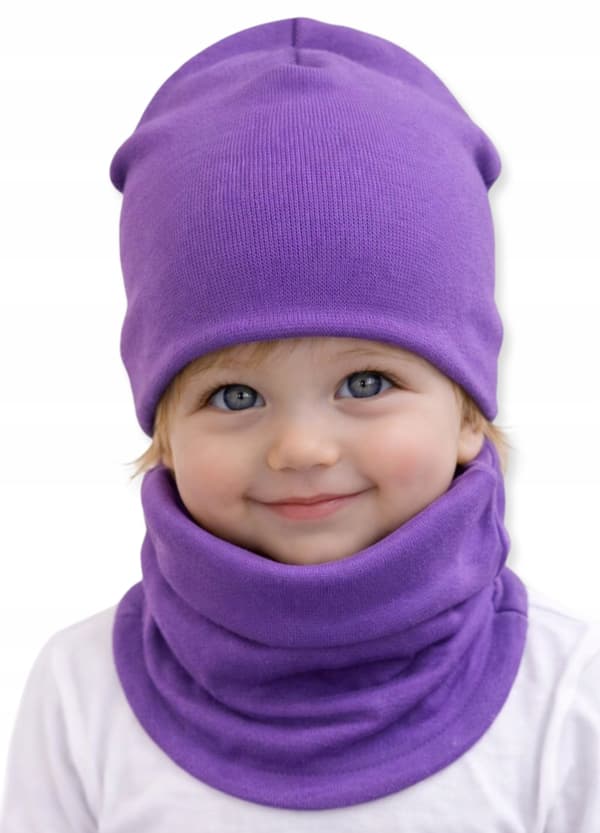 Mössa og halsduk babyset 74-80-86 40/44 vårslilla