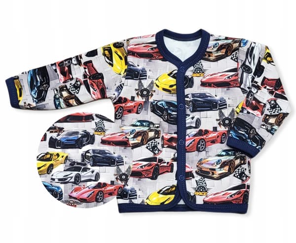 KAFTAN 92 T-SHIRT børnebluse med knapper og BILER