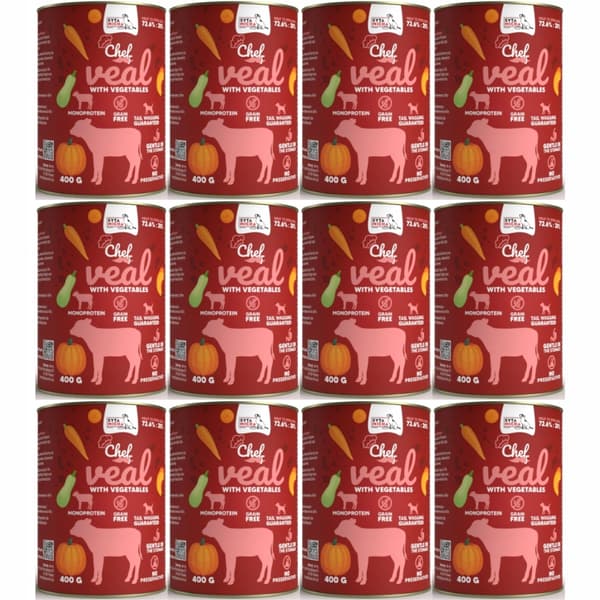 Vådfoder til hunde SYTA MICHA kalvekød med grøntsager 12x400g