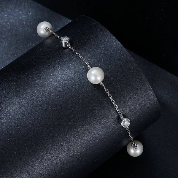 925 Silver Moissanit Armband med 0,1 ct Pärlor