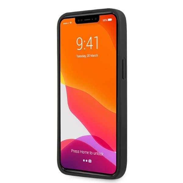 AMG AMHCP13LOSDBK iPhone 13 Pro / 136.1 sort/sort hårdt cover læder buede linjer