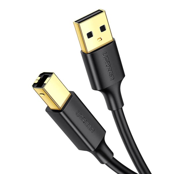 UGREEN US135 USB 2.0 A-B printerkabel, forgyldt, 2m (sort)