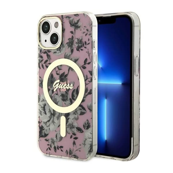 Guess Flower MagSafe - iPhone 14 cover (lyserød)