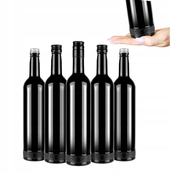 10x Glasflaskor KRISTALL 500ml SVARTA ELEGANT för Alkoholpresent