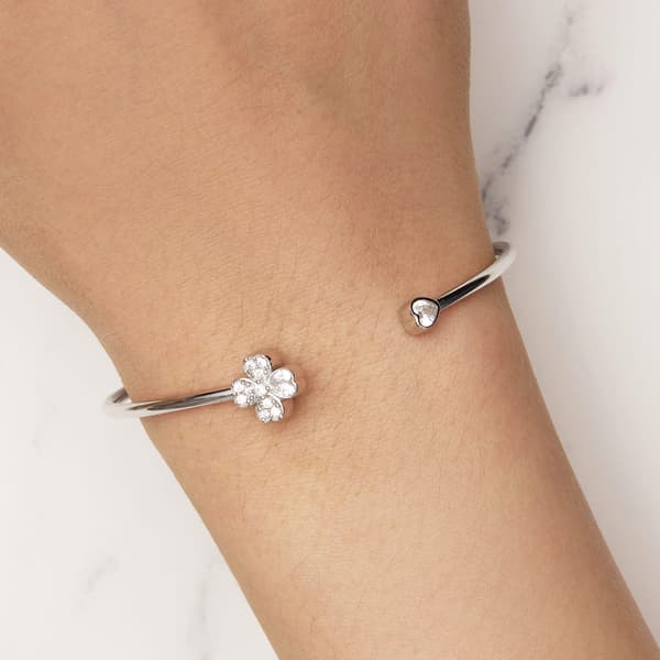 Stift armband med kristallblomma, 925 silver