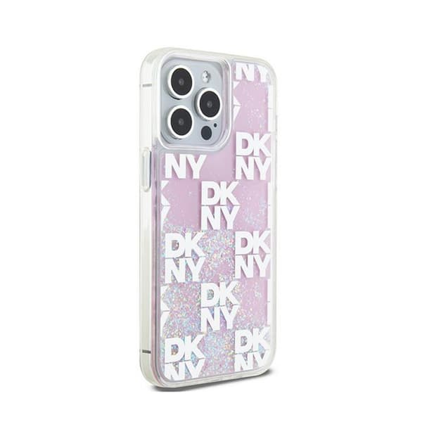 DKNY Liquid Glitter Multilogo - iPhone 15 Pro Max-skal (rosa)