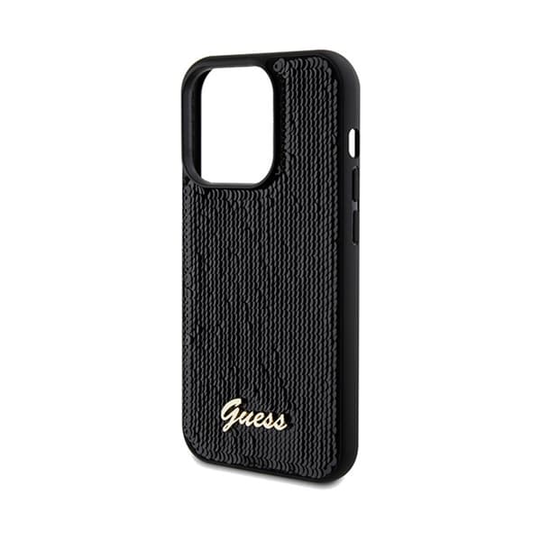 Guess Sequin Script Metal - iPhone 14 Pro Max -suojakuori (musta)